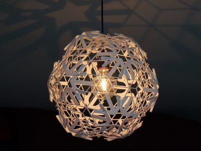 Shadows on ceiling of Arrow in frosted white acrylate