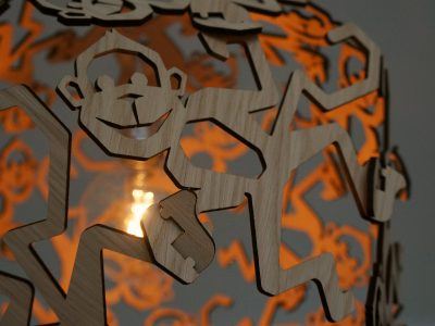 Detail of Monkey in wood: oak